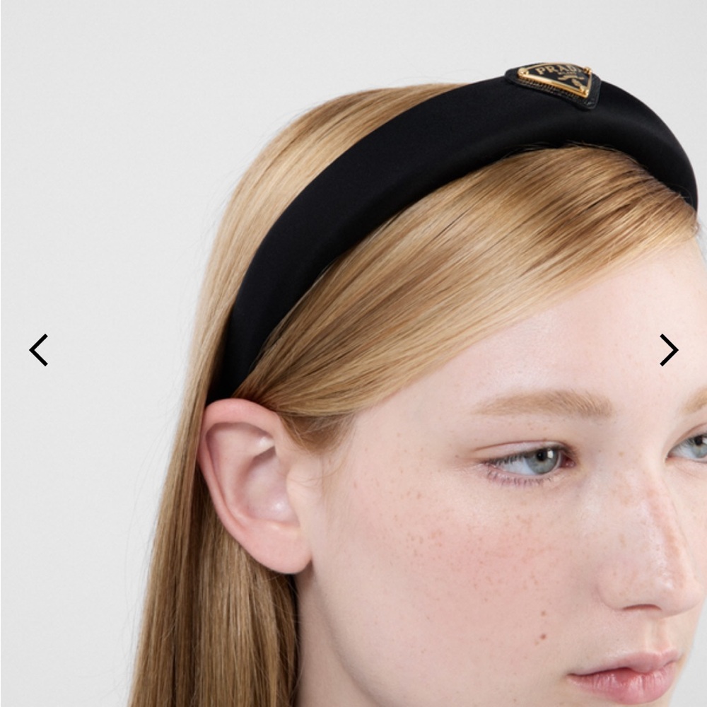 Prada black re nylon headband with yellow gold hardware - BRAND NEW IN BOX